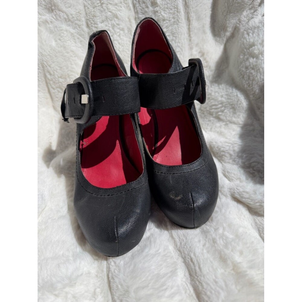 Mary Jane Black Heels with Pink Insoles